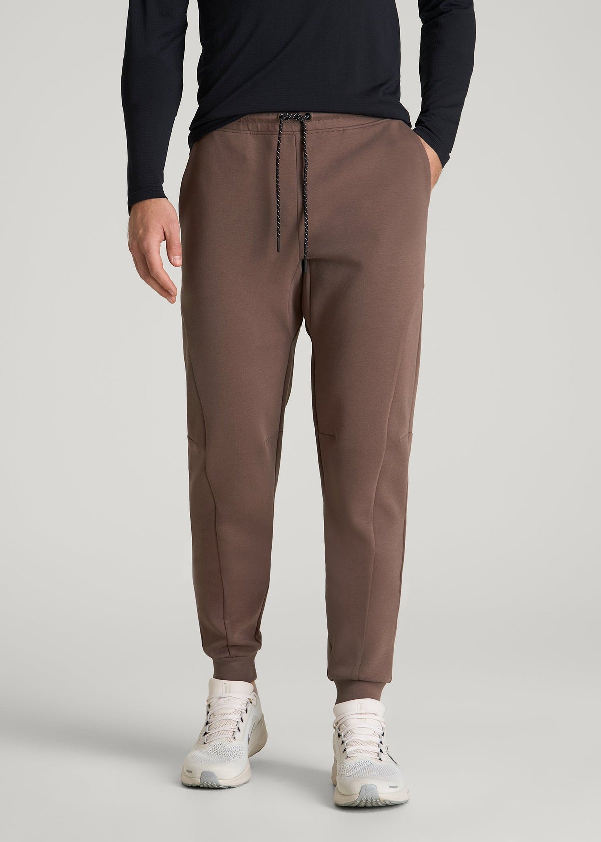 Tech Motion Fleece Joggers for Tall Men in Coffee Quartz