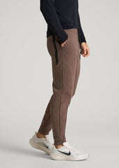 Tech Motion Fleece Joggers for Tall Men in Coffee Quartz