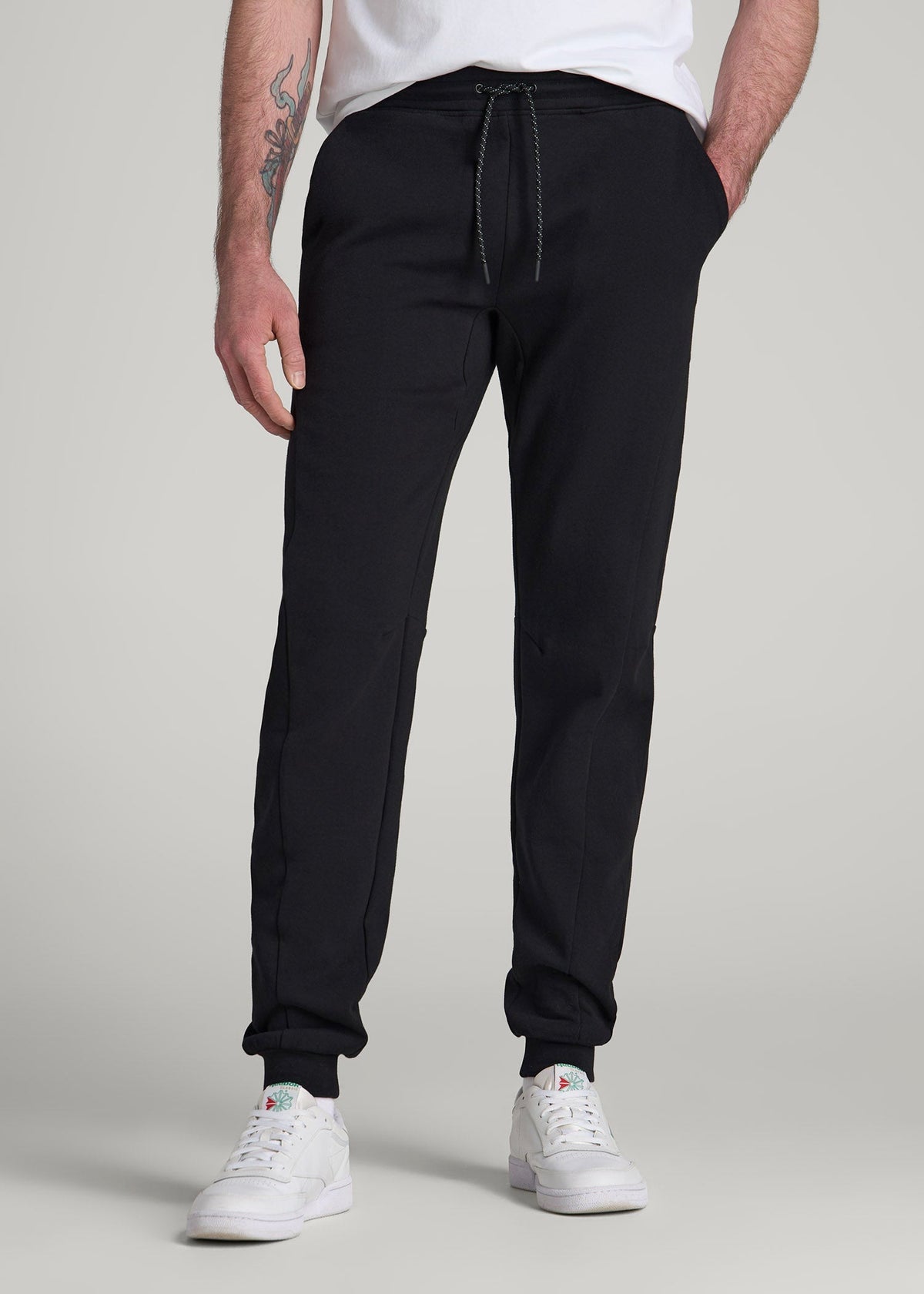 Tech Motion Fleece Joggers for Tall Men in Black