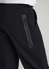 Tech Motion Fleece Joggers for Tall Men in Black