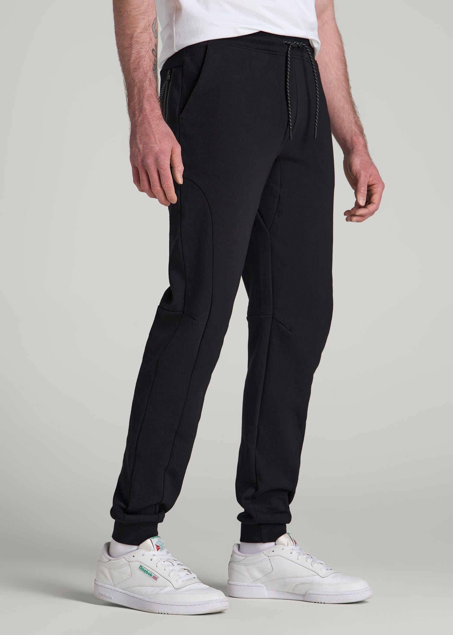 Tech Motion Fleece Joggers for Tall Men in Black