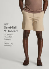 Stretch Commuter Chino Short for Tall Men in Warm Taupe