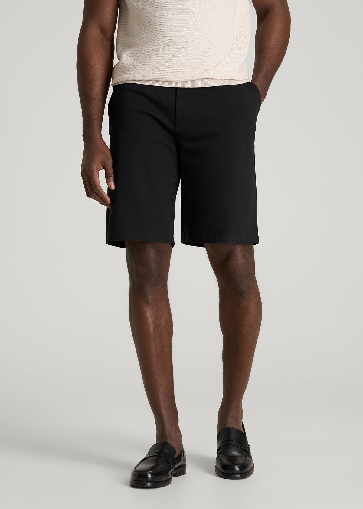 Stretch Commuter Chino Short for Tall Men in Black