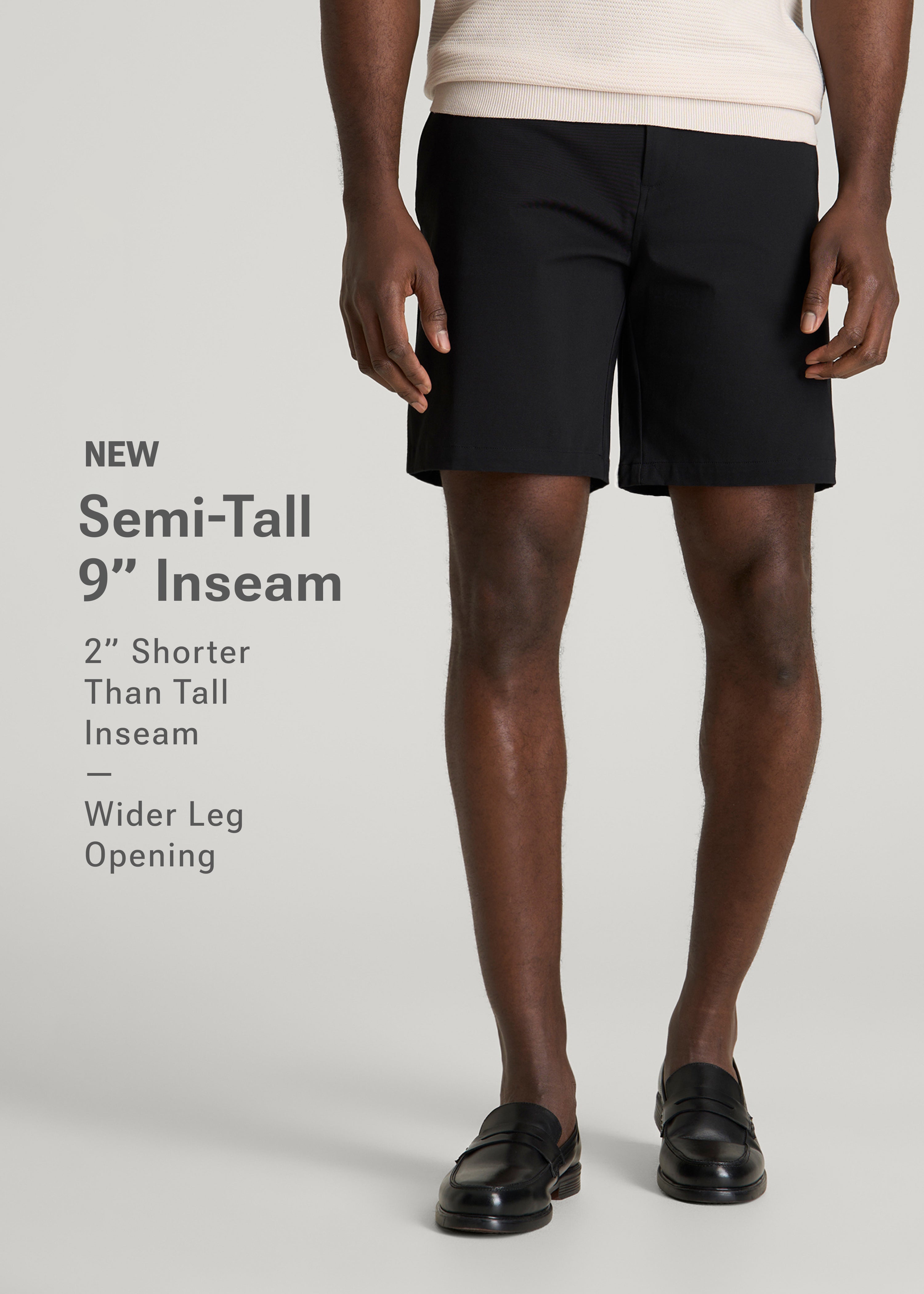 Stretch Commuter Chino Short for Tall Men in Black
