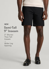 Stretch Commuter Chino Short for Tall Men in Black