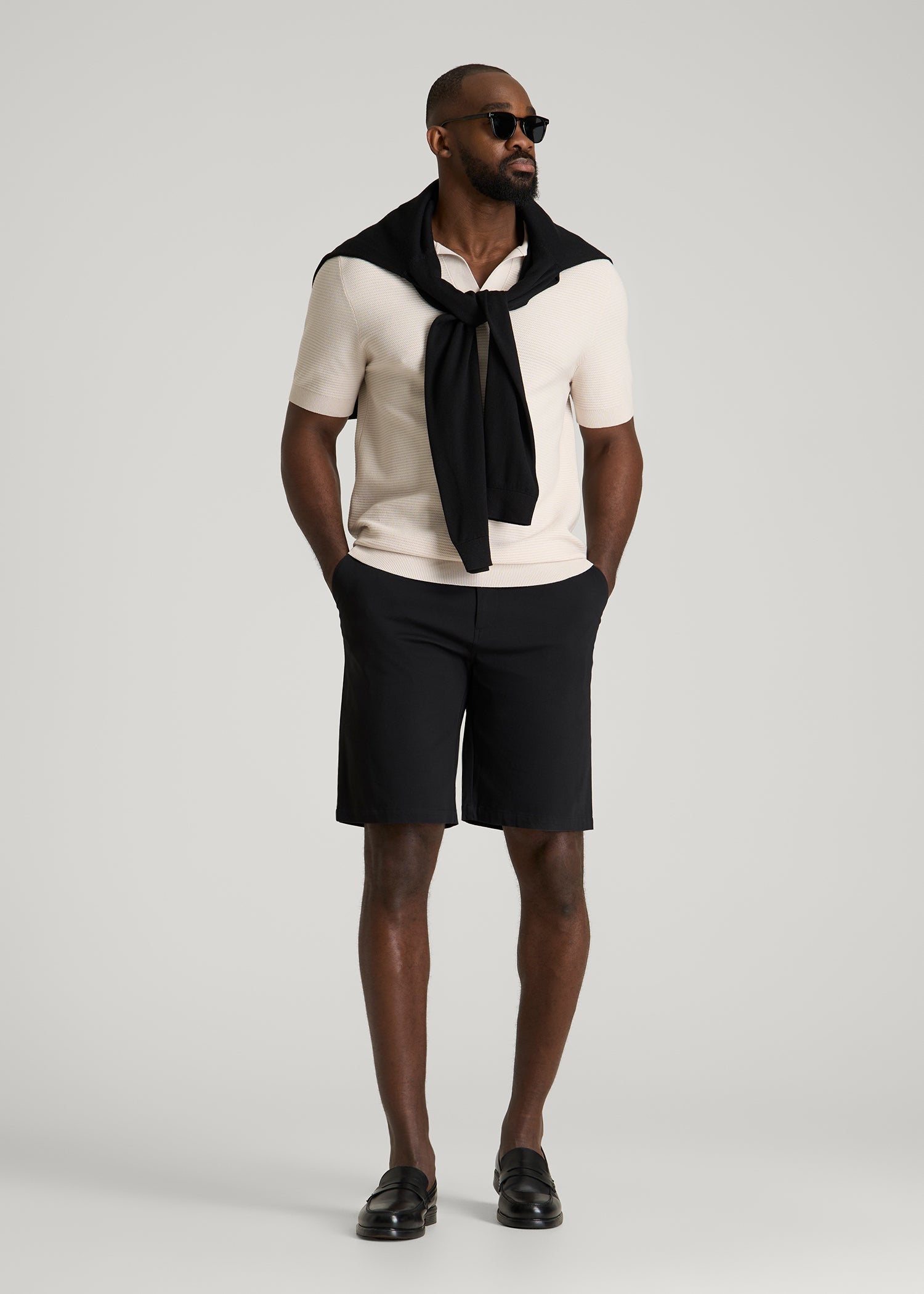 Stretch Commuter Chino Short for Tall Men in Black