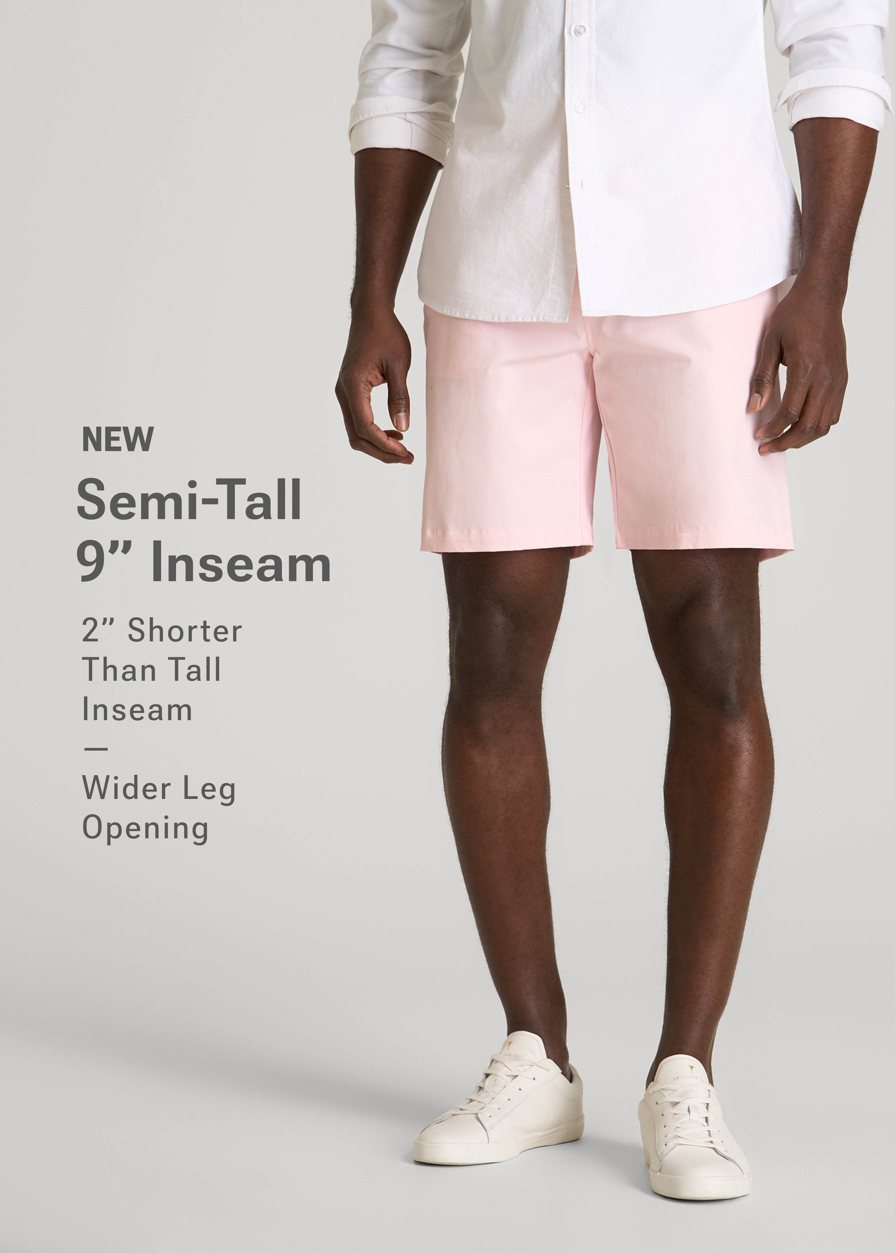 Stretch Commuter Chino Short for Tall Men in Barely Pink