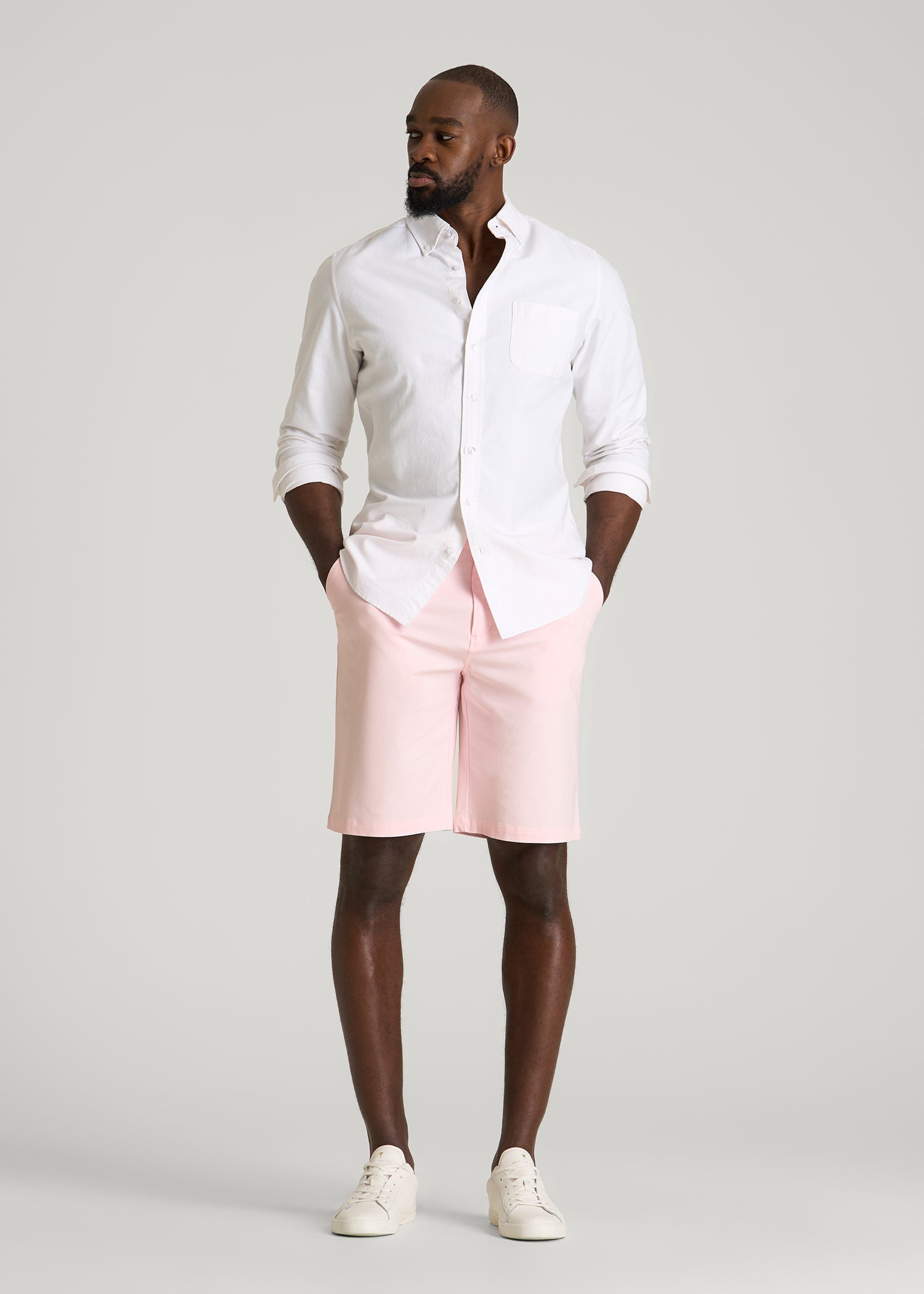 Stretch Commuter Chino Short for Tall Men in Barely Pink