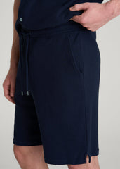 Terry Cotton Pull-On Shorts for Tall Men in Patriot Blue