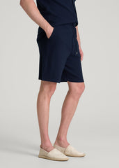 Terry Cotton Pull-On Shorts for Tall Men in Patriot Blue