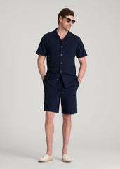 Terry Cotton Pull-On Shorts for Tall Men in Patriot Blue