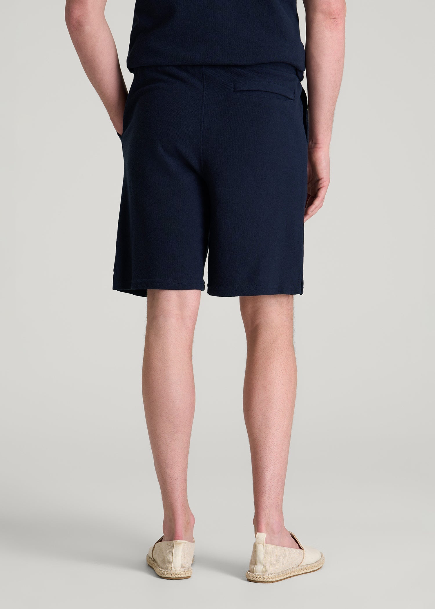Terry Cotton Pull-On Shorts for Tall Men in Patriot Blue