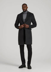 Wool Coat for Tall Men in Charcoal Mix
