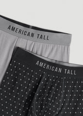 Micro Modal Boxer Briefs for Tall Men in Dark Grey Geo & Pebble Grey