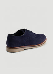 Suede Wingtip Oxfords for Tall Men in Dark Navy