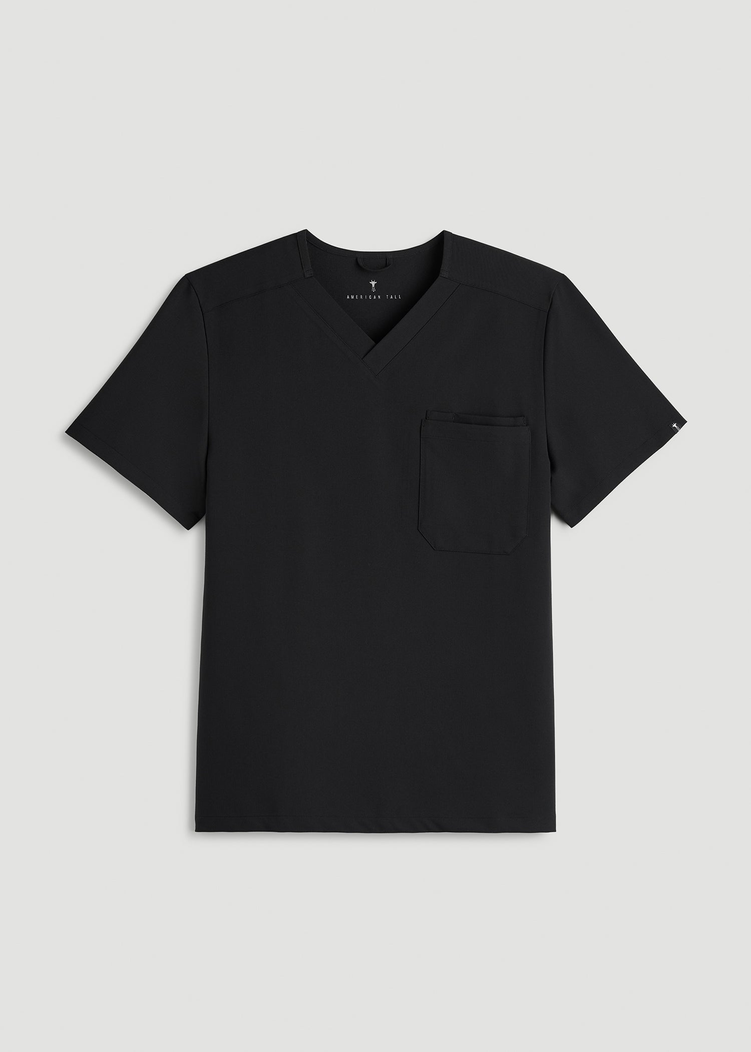 Short-Sleeve V-Neck Scrub Top for Tall Men in Black
