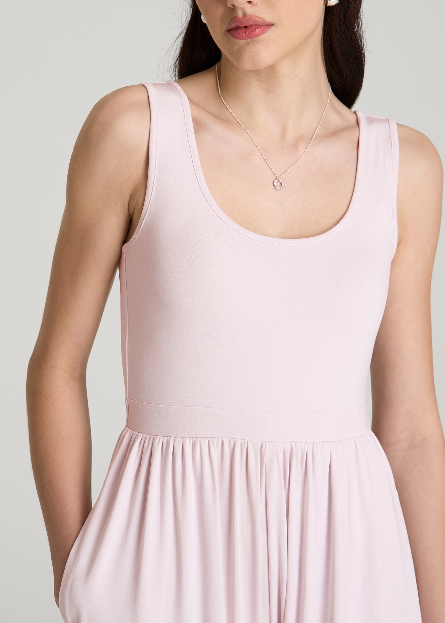 Jersey Tank wide leg jumpsuit with pockets for Tall Women in Grey Lilac