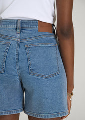 Stretch Denim Shorts for Tall Women in Perfect Blue