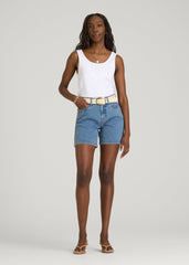 Stretch Denim Shorts for Tall Women in Perfect Blue