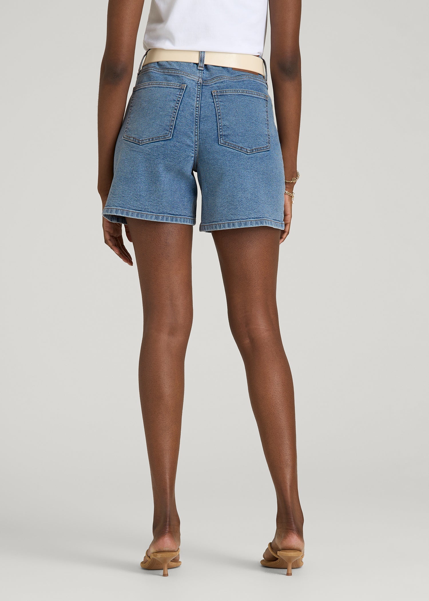 Stretch Denim Shorts for Tall Women in Perfect Blue