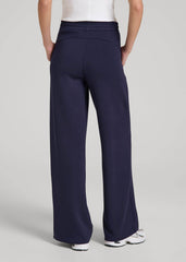 Pull-On Tie Waist Wide Leg Pants for Tall Women in Navy