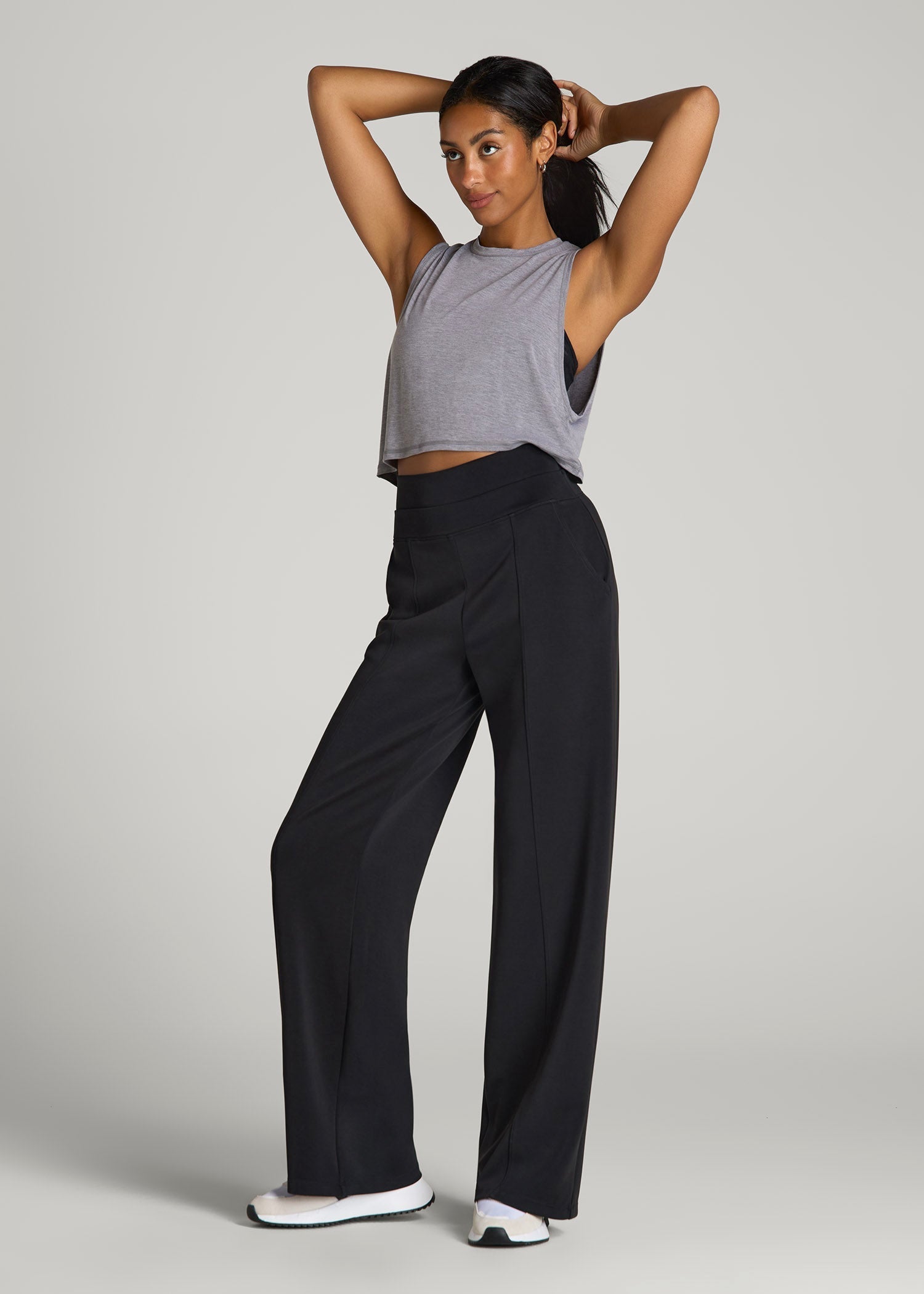 Soft Motion Wide Leg Ultra High Rise Pant for Tall Women in Black