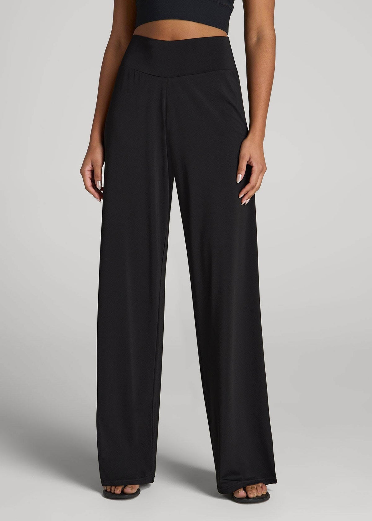 Pull-On Breezy Wide Leg Pants for Tall Women in Black