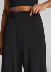Pull-On Breezy Wide Leg Pants for Tall Women in Black