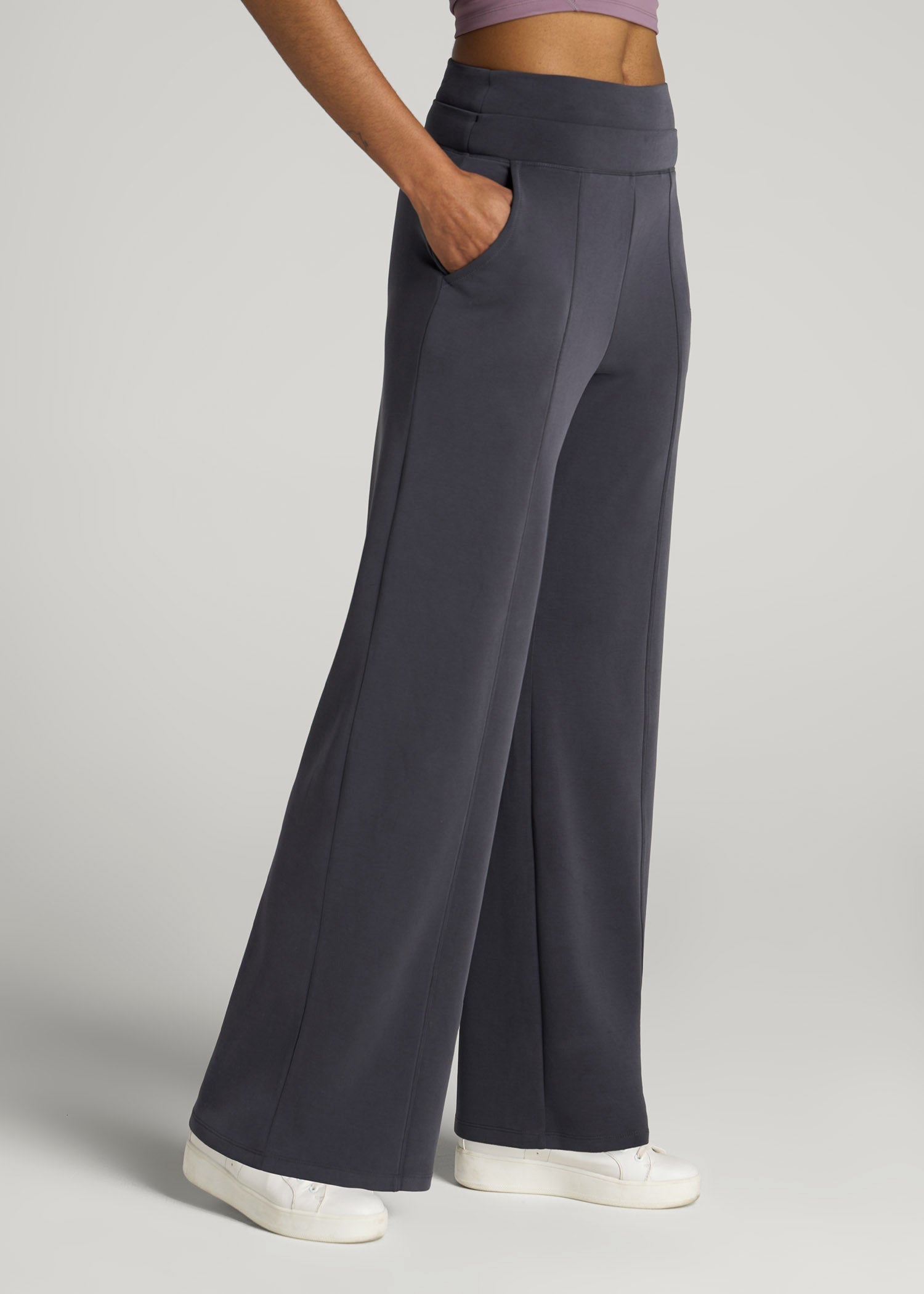 Soft Motion Wide Leg Ultra High Rise Pant for Tall Women in Charcoal Rinse