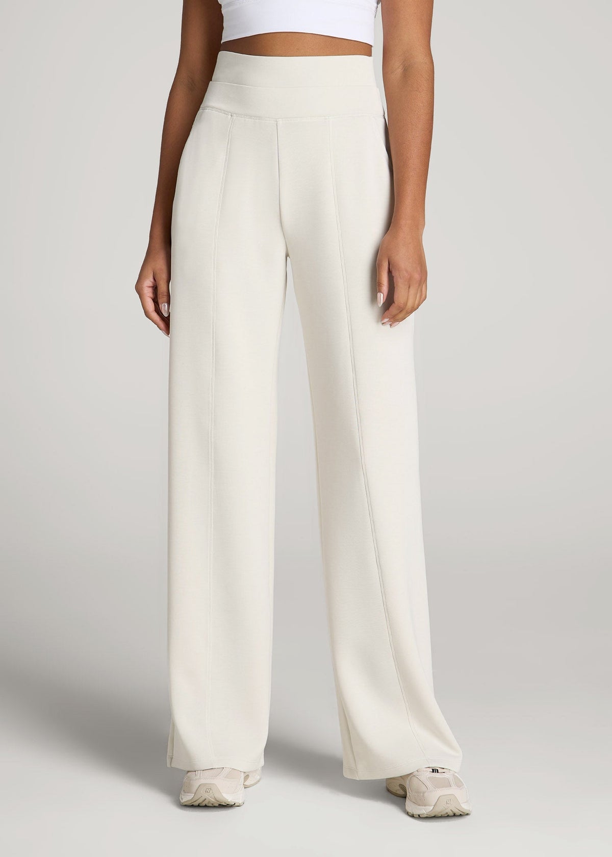 Soft Motion Wide Leg Ultra High Rise Pant for Tall Women in Pearl