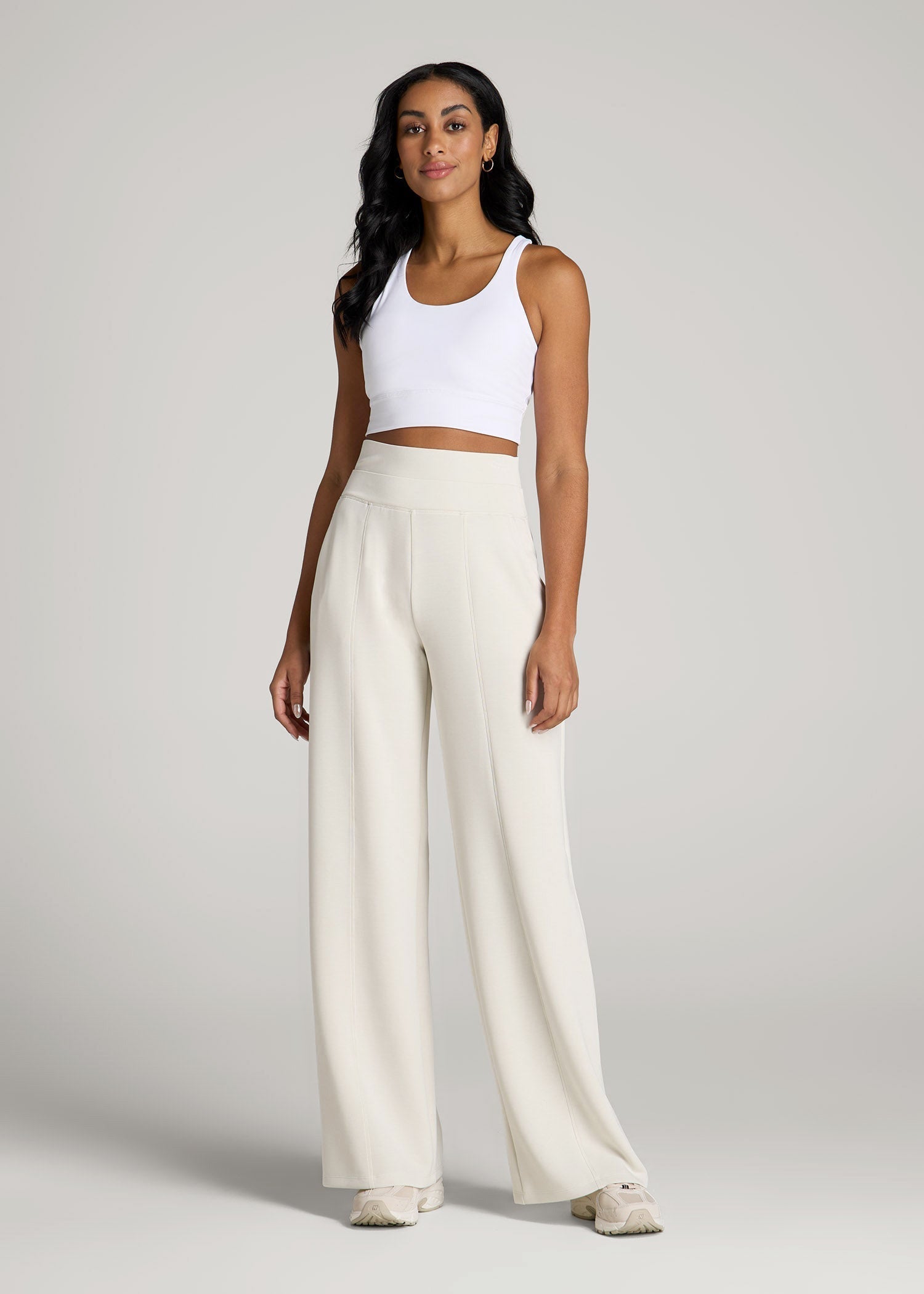 Soft Motion Wide Leg Ultra High Rise Pant for Tall Women in Pearl