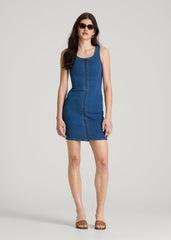 Short Denim Tank Dress for Tall Women in New Colorado Blue