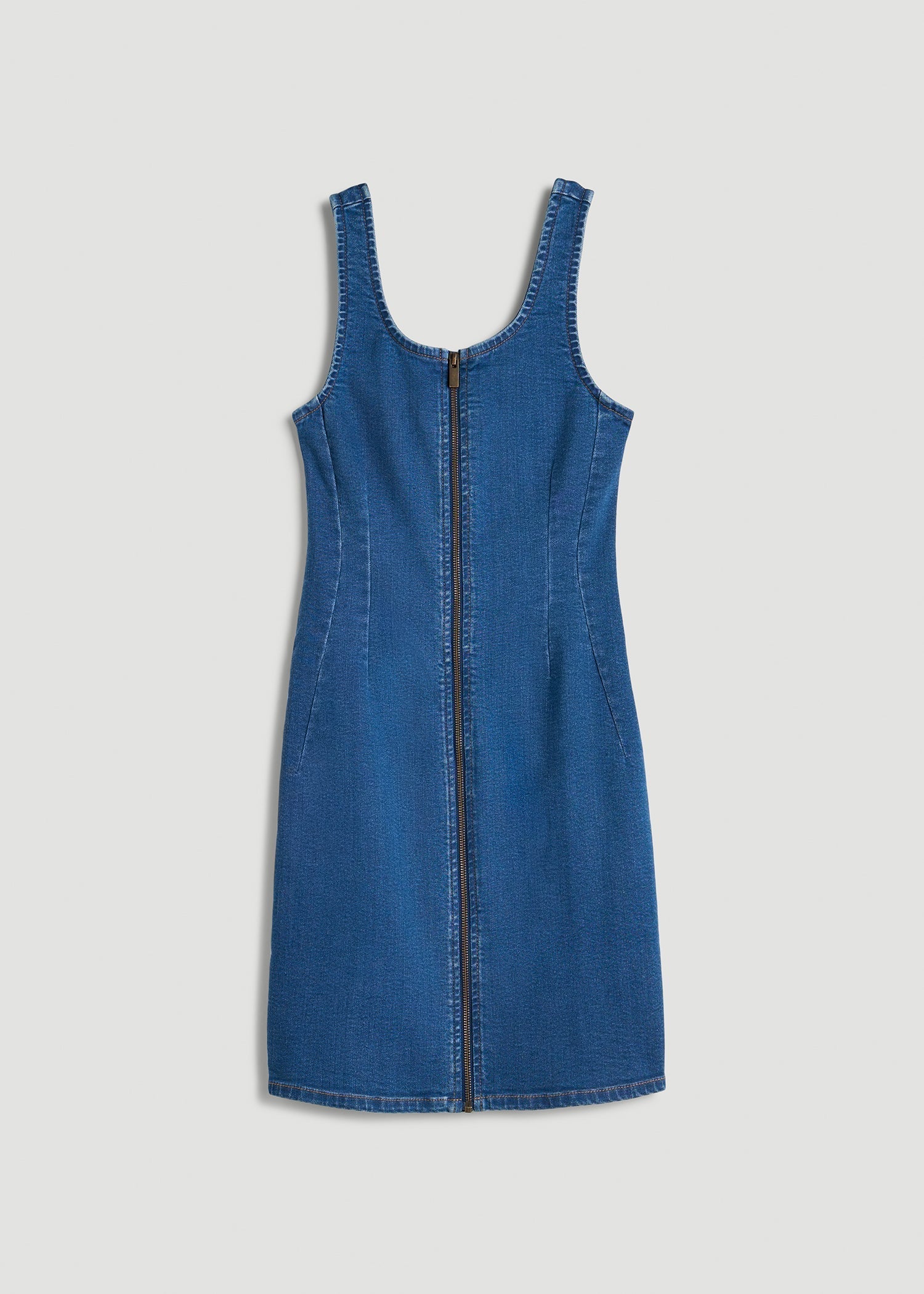 Short Denim Tank Dress for Tall Women in New Colorado Blue
