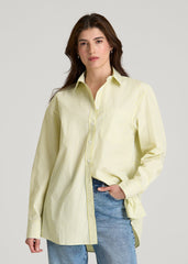 Oversized Poplin Button Shirt for Tall Women in Lemon Drop Stripe