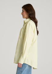 Oversized Poplin Button Shirt for Tall Women in Lemon Drop Stripe