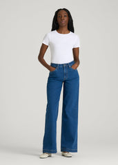 Short Sleeve Ribbed Crewneck T-Shirt for Tall Women in Optic White