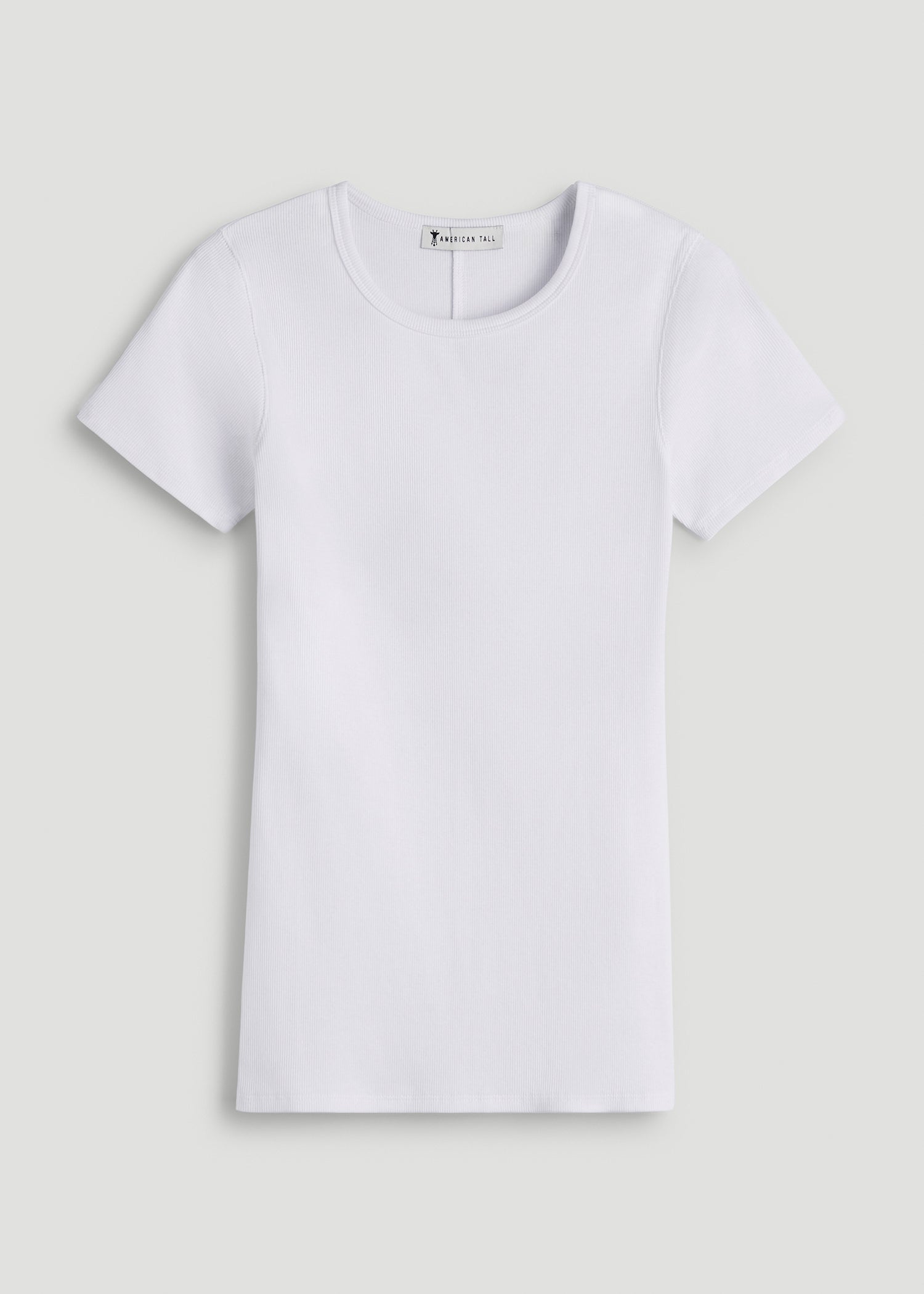 Short Sleeve Ribbed Crewneck T-Shirt for Tall Women in Optic White