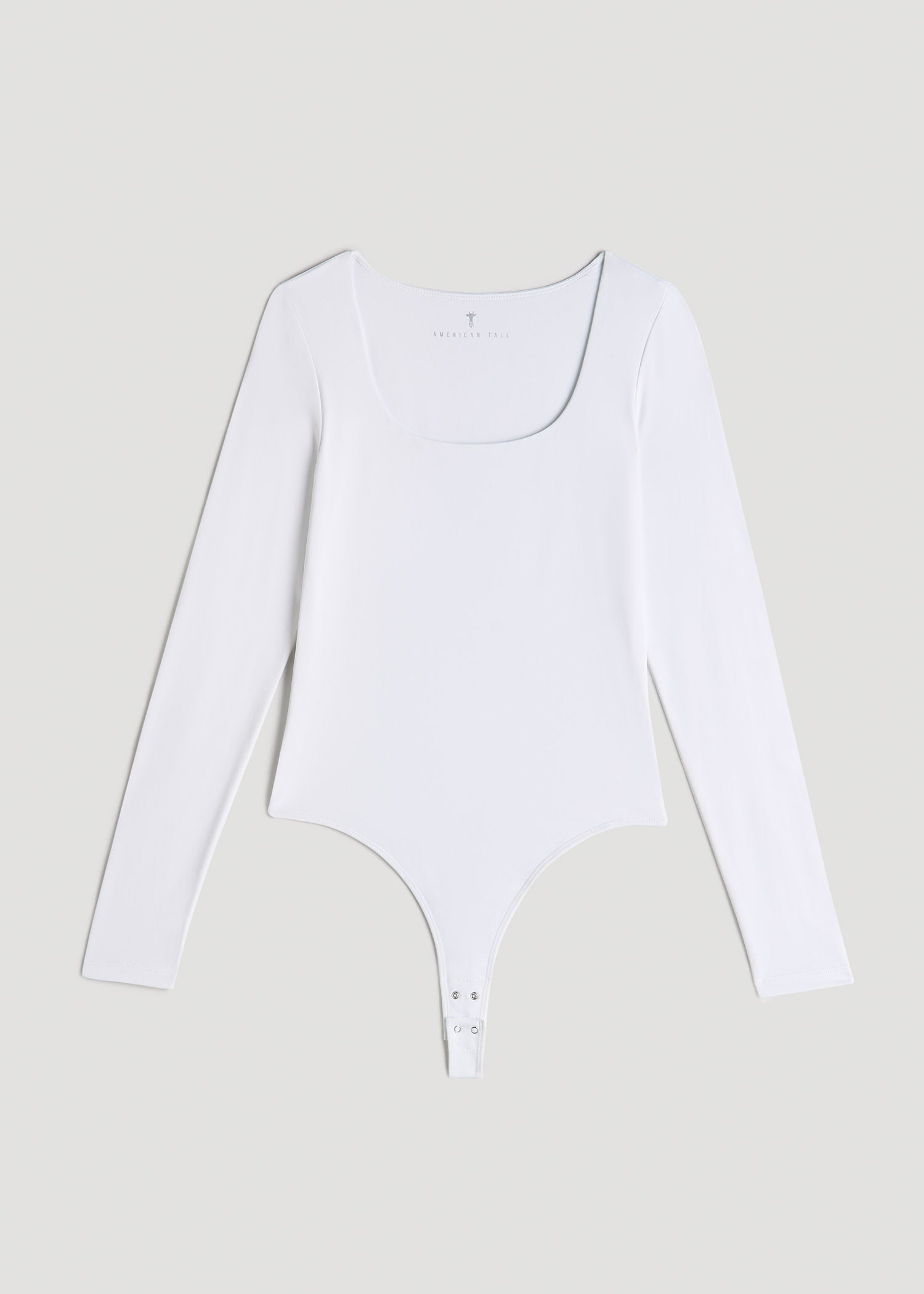 Long Sleeve Square Neck Bodysuit for Tall Women in Bright White