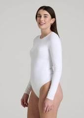 Long Sleeve Bodysuit for Tall Women in Bright White