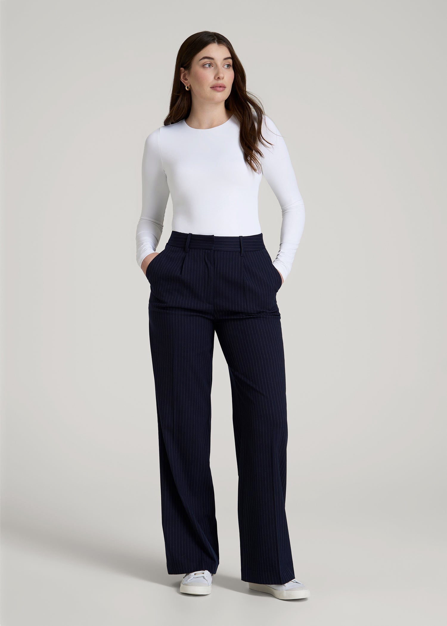 Long Sleeve Bodysuit for Tall Women in Bright White