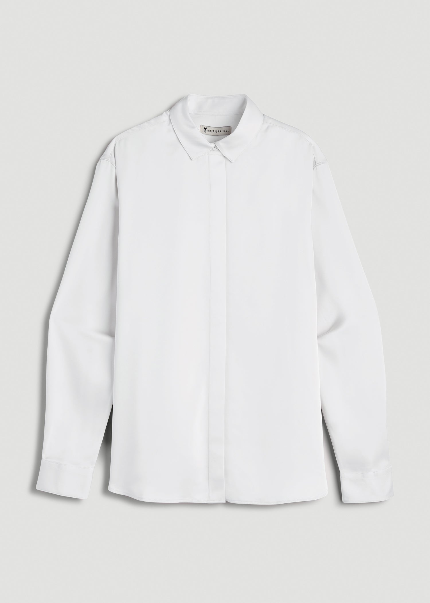 Relaxed Button-Up Blouse for Tall Women in Pearl White