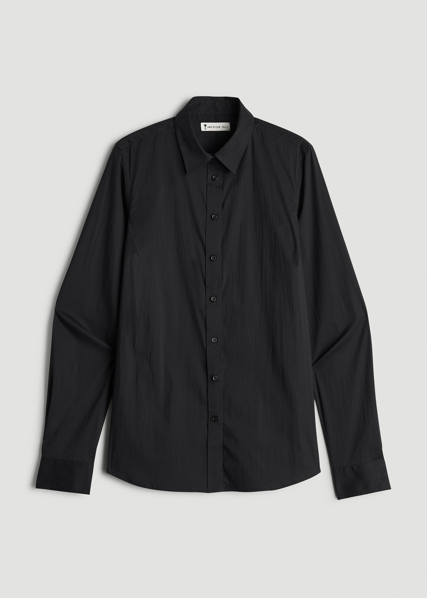 Slim Fit Button Up Shirt for Tall Women in Black