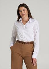 Slim Fit Button Up Shirt for Tall Women in White