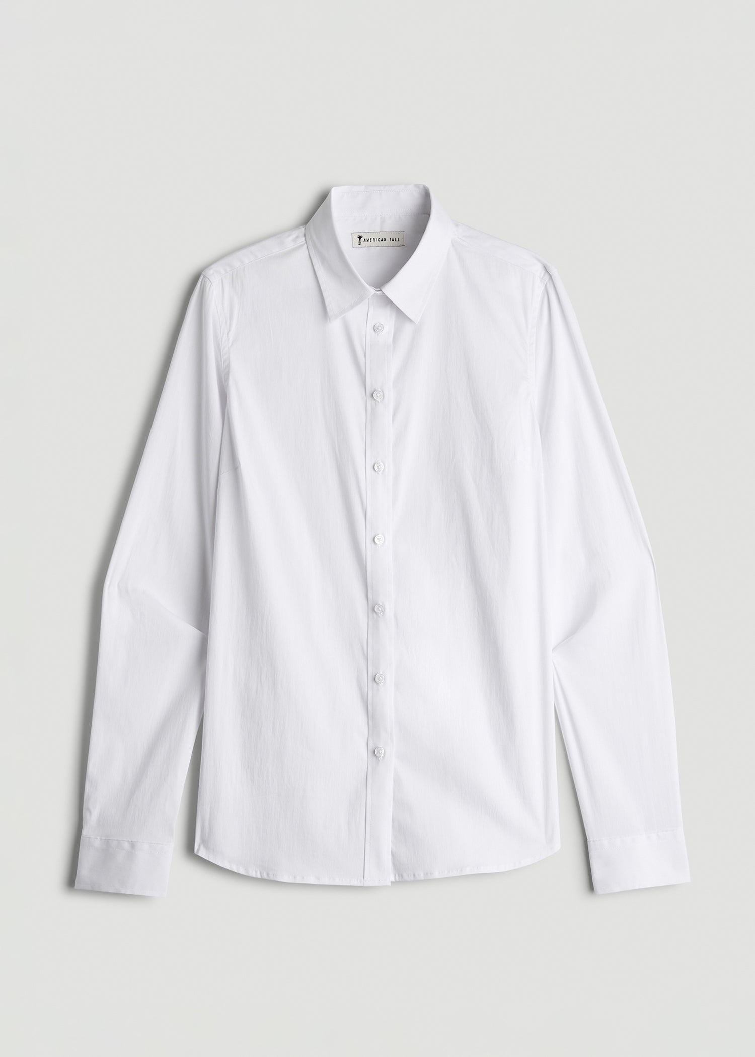 Slim Fit Button Up Shirt for Tall Women in White