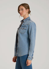 Western Denim Shirt for Tall Women in Heritage Faded