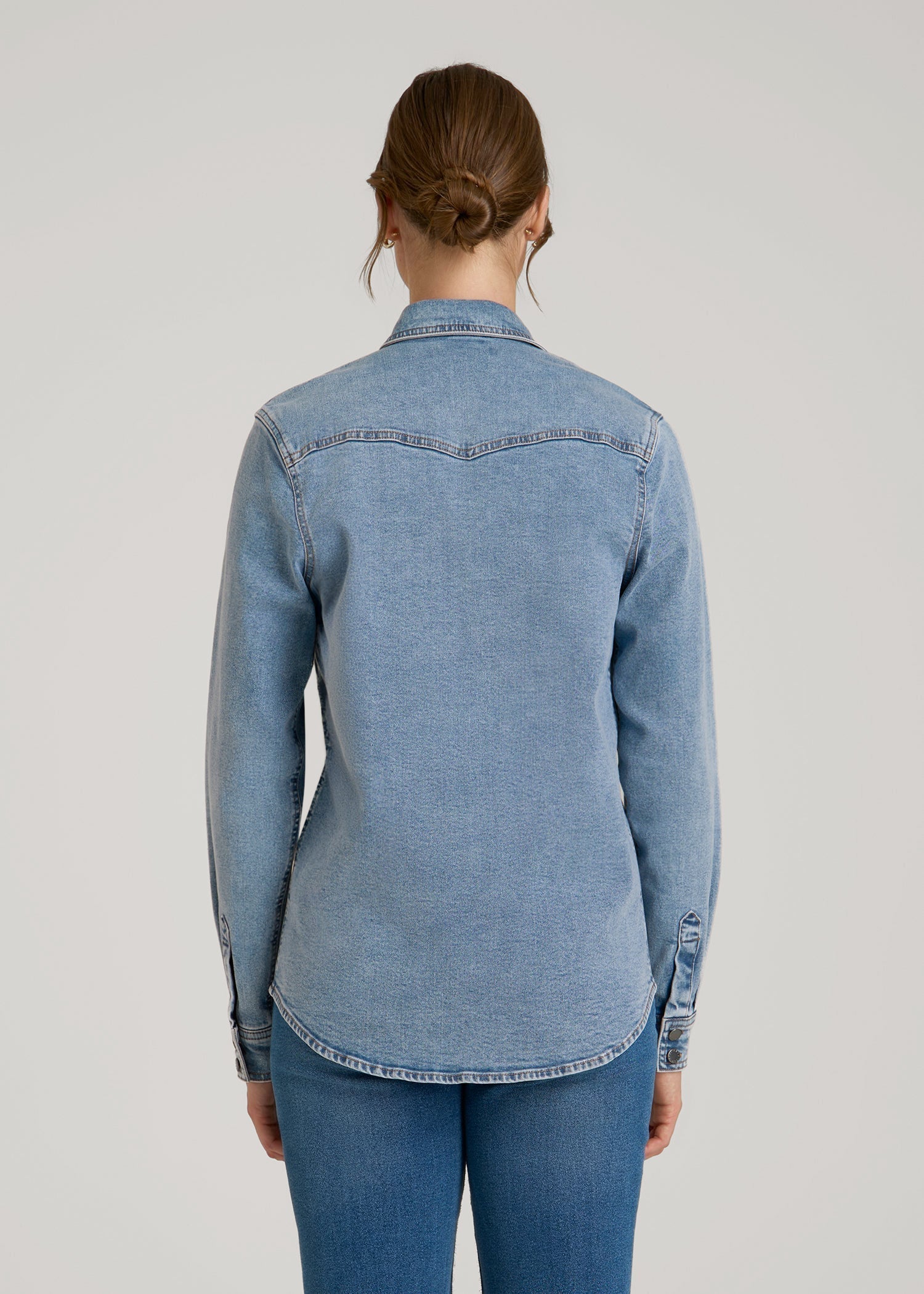 Western Denim Shirt for Tall Women in Heritage Faded