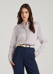 Relaxed Button-Up Blouse for Tall Women in Grey Lilac
