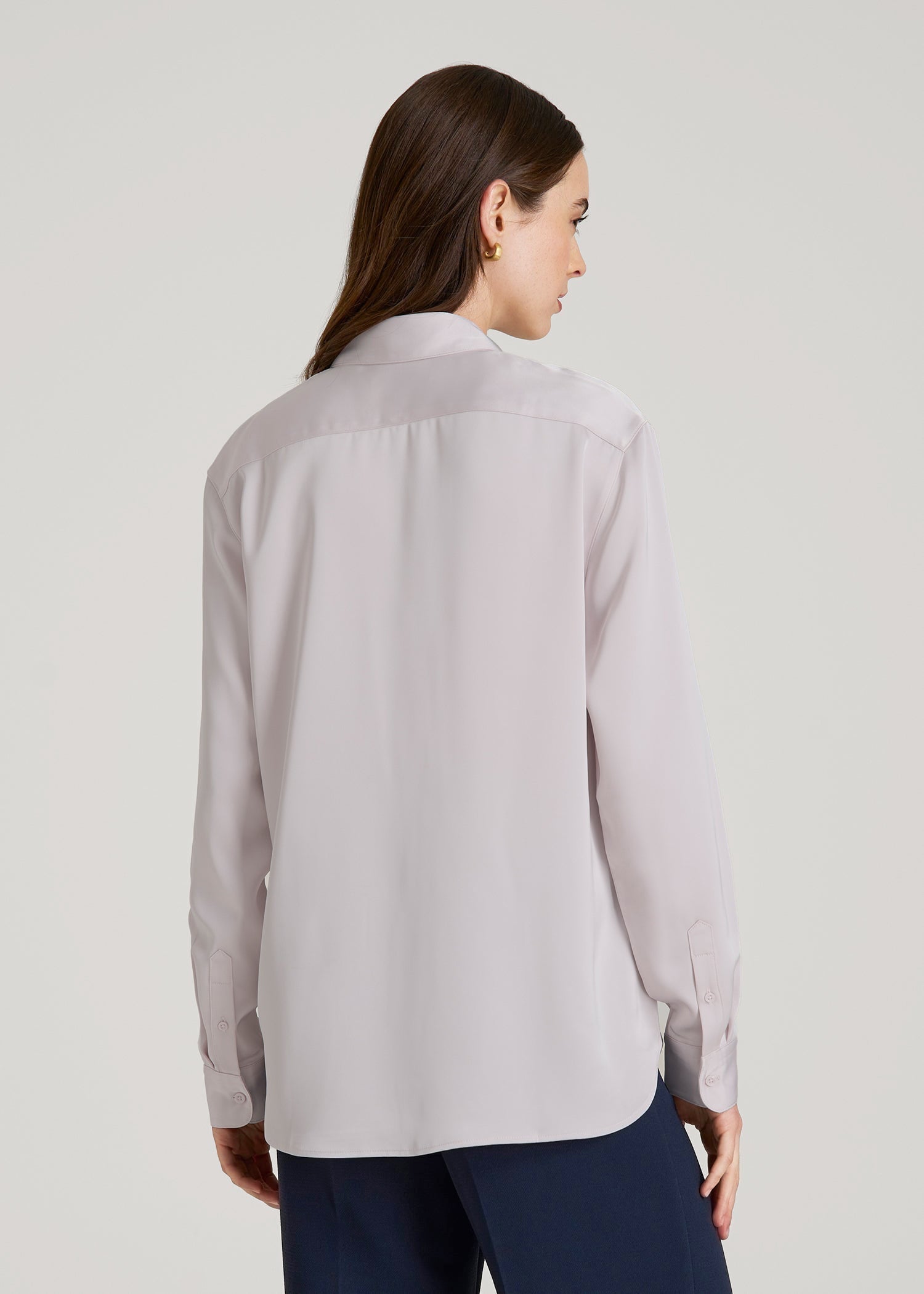 Relaxed Button-Up Blouse for Tall Women in Grey Lilac
