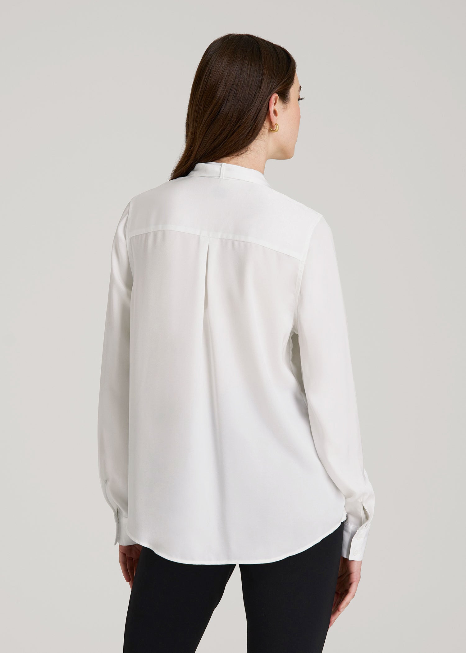 Satin Blouse With Bow for Tall Women in White