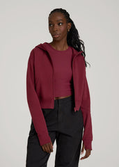 Wearever Fleece Cropped Zip-Up Hoodie for Tall Women in Tawny Port